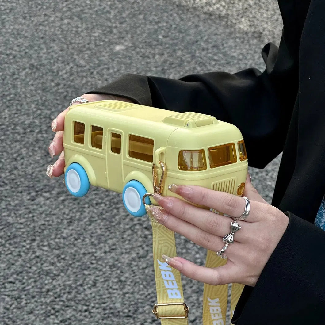 Bus Shape Water Bottle With Straw for Kids
