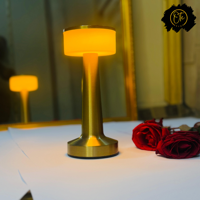 Gold Touch LED Table Lamp – Rechargeable Ambient Light for Home & Office