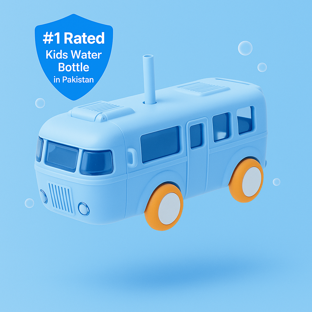 Bus Shape Water Bottle With Straw for Kids