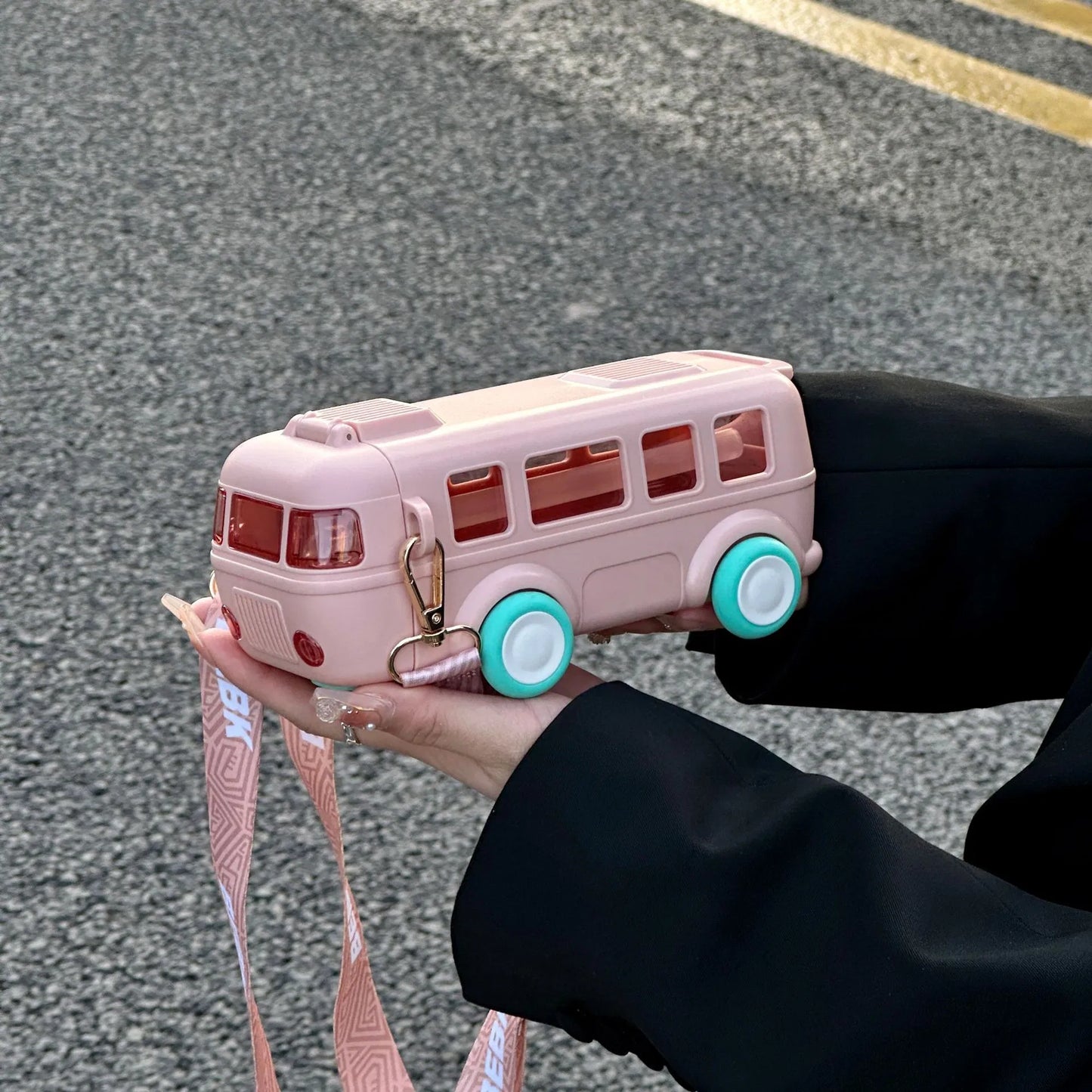 Bus Shape Water Bottle With Straw for Kids