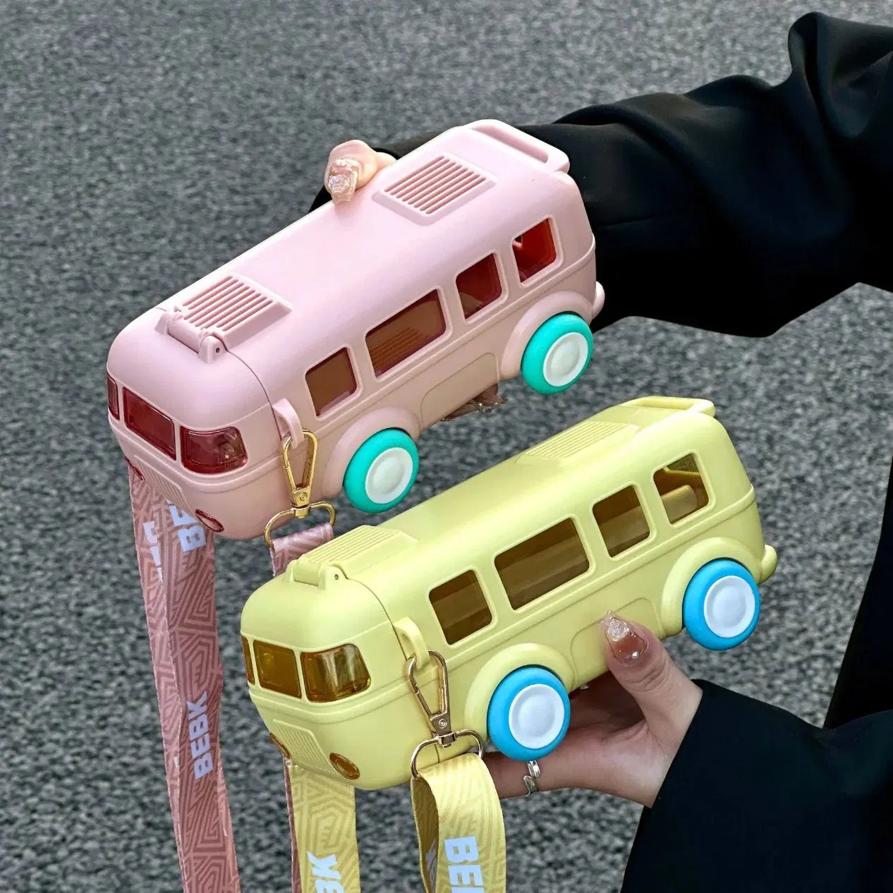 Bus Shape Water Bottle With Straw for Kids