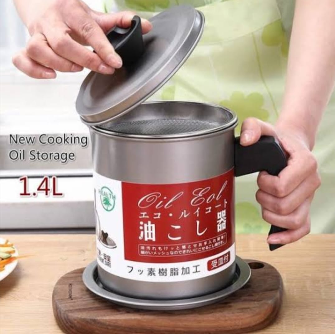 1.4L Strainer Oil Cooking Oil Filter Storage Oil Container Leakage Proof Oil Strainer