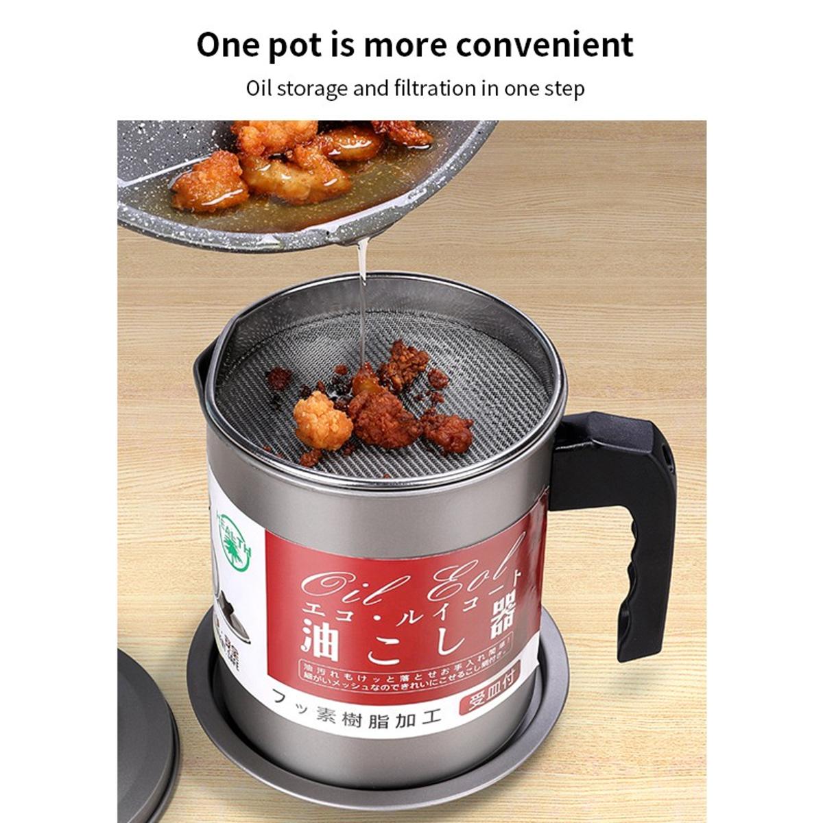 1.4L Strainer Oil Cooking Oil Filter Storage Oil Container Leakage Proof Oil Strainer