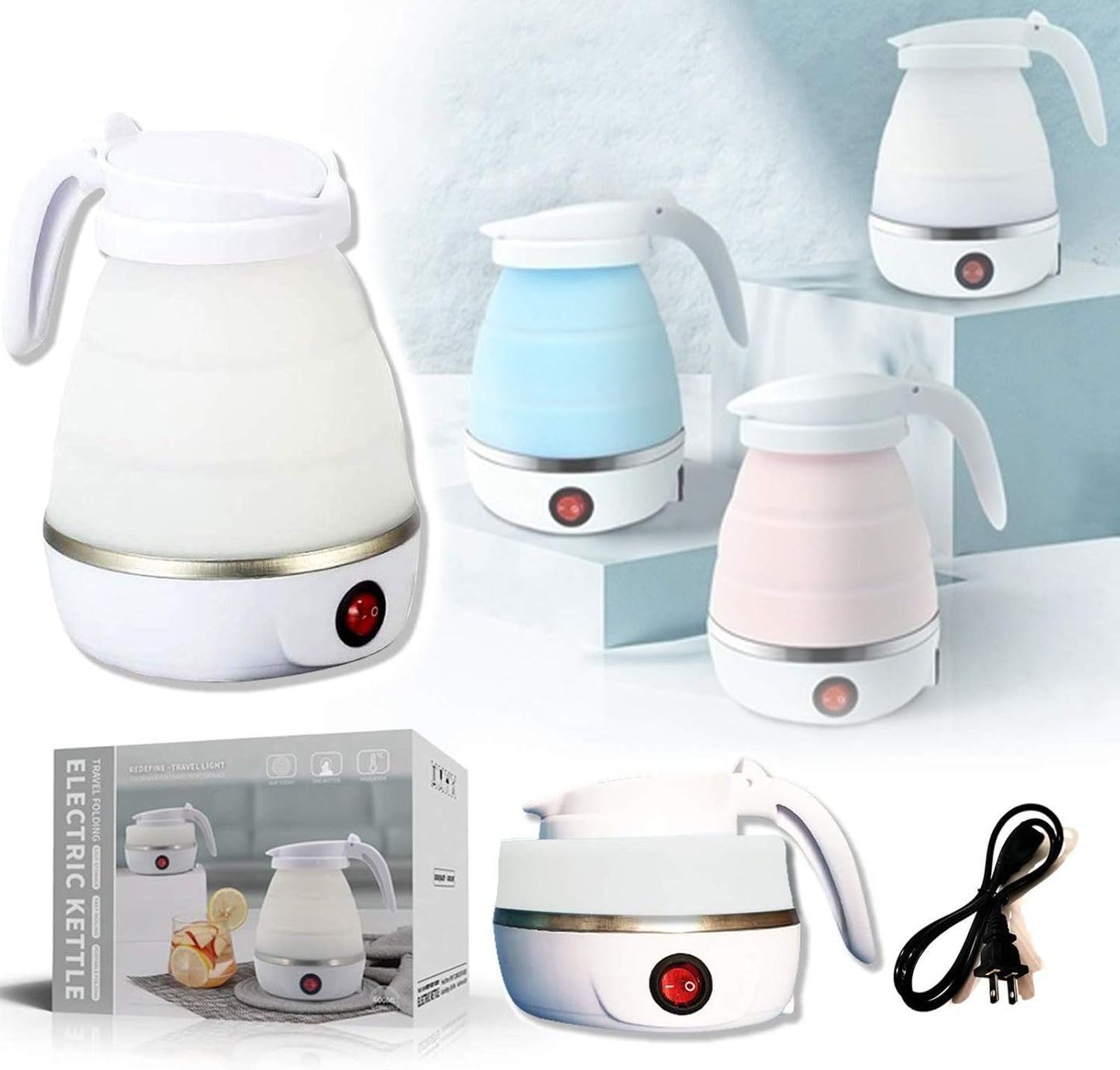 Electric Kettle Foldable Silicone Portable Water Travel Kettle