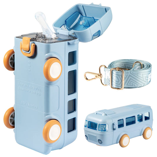 Bus Shape Water Bottle With Straw for Kids