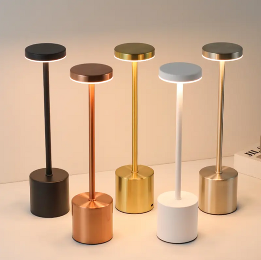 Modern Minimalist Design Metal Touch Sense LED Lamp – Dimmable, USB Rechargeable, 3 Light Modes - Best for Bedroom, Living, and Restaurants