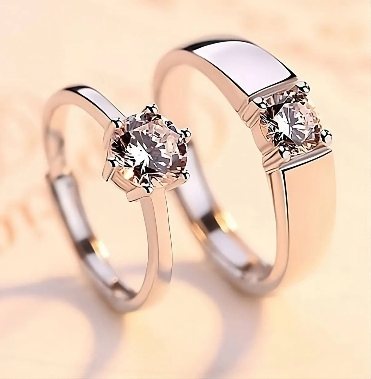 Couple Stone Ring Trendy Wedding Lovers' Ring