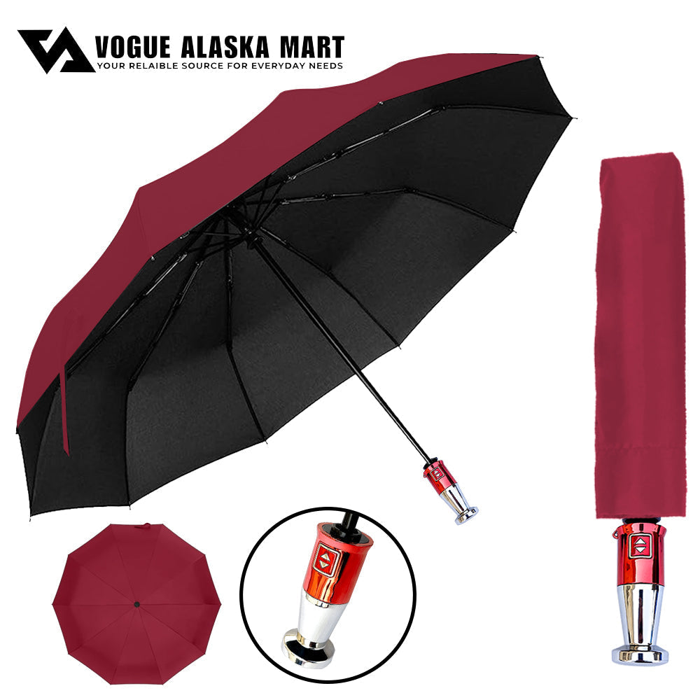 Automatic Open & Close 10 Ribs Windproof Folding Umbrella