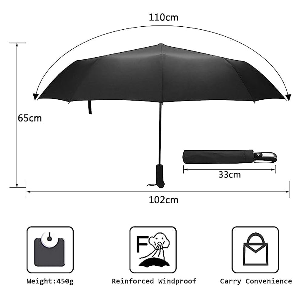 Automatic Open & Close 10 Ribs Windproof Folding Umbrella